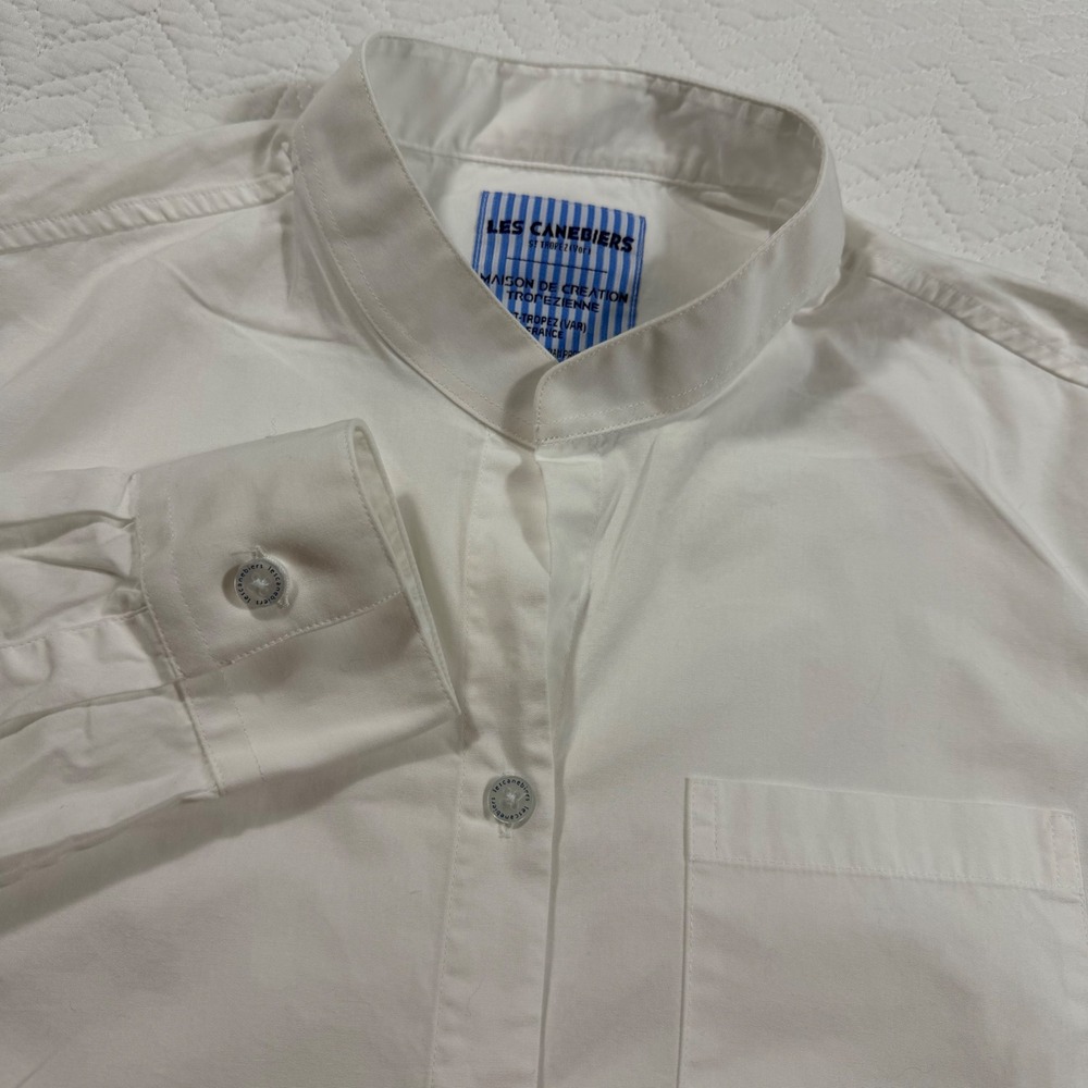 Les‎ Canebiers Womens Long Sleeve White Buttoned Shirt Dress Size  M (Fits S)